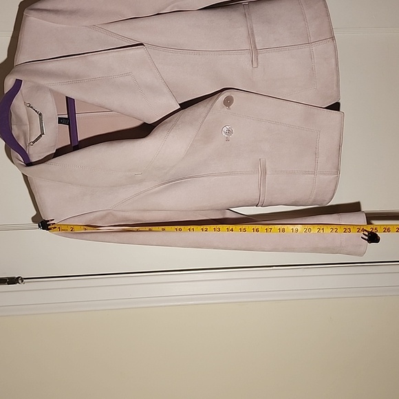 White House Black Market light pink faux suede double breast jacket - Picture 3 of 10